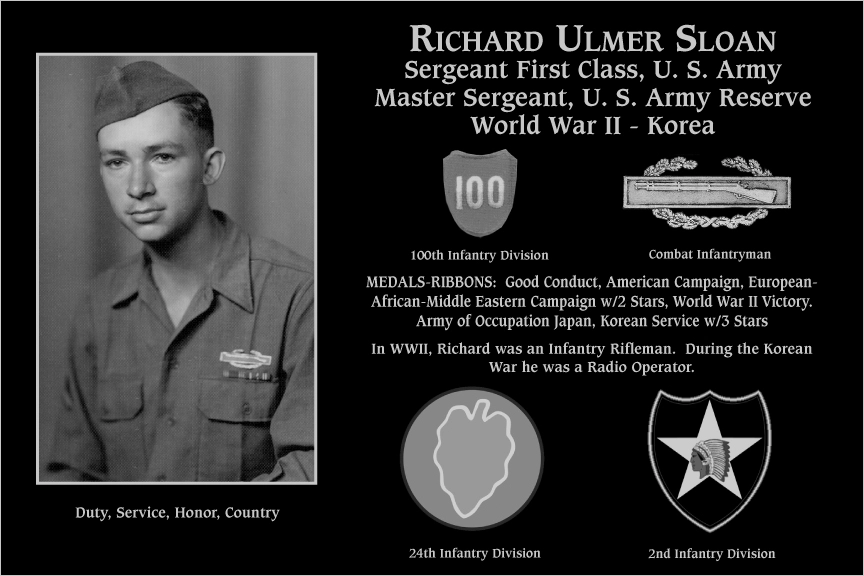 Master Sergeant Richard Ulmer Sloan | Mt. Soledad Virtual Plaque