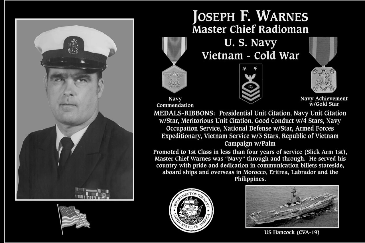 Master Chief Petty Officer Joseph F. Warnes | Mt. Soledad Virtual Plaque