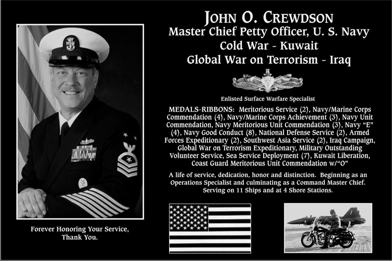 Master Chief Petty Officer John O. Crewdson | Mt. Soledad Virtual Plaque