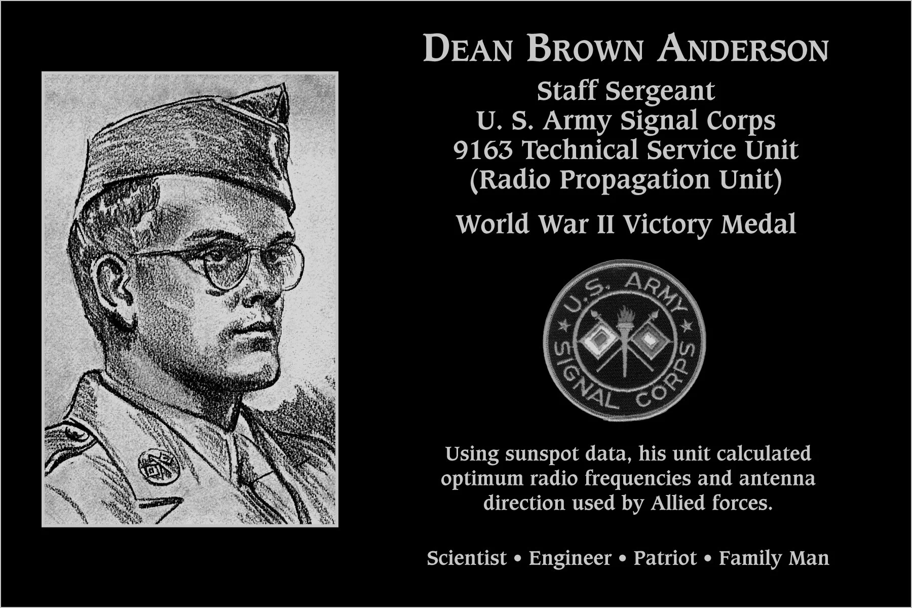 Staff Sergeant Dean Brown Anderson | Mt. Soledad Virtual Plaque