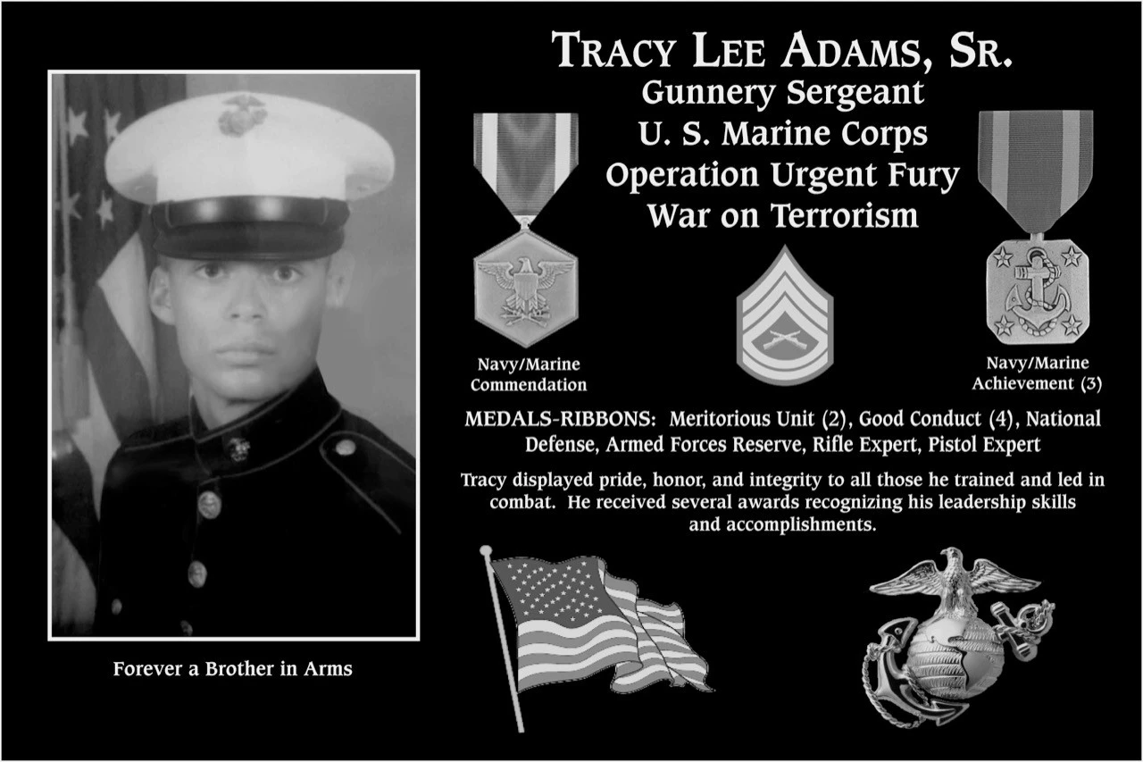 Gunnery Sergeant Tracy Lee Adams sr | Mt. Soledad Virtual Plaque