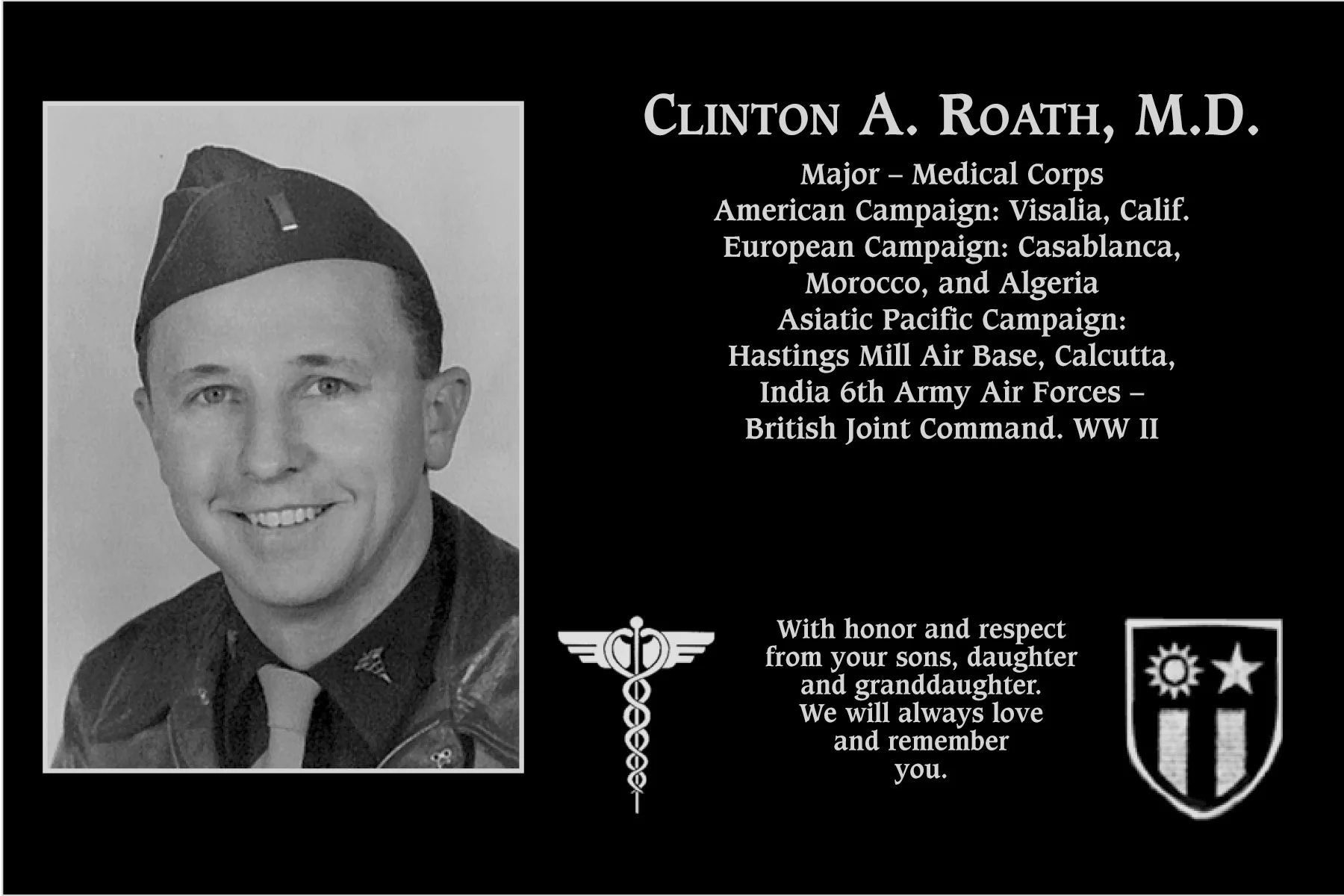 Major Clinton A Roath Mt Soledad Virtual Plaque major-clinton-a-roath-mt-soledad-virtual-plaque