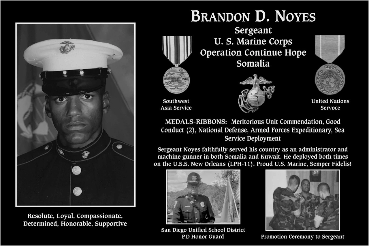 Sergeant Brandon D. Noyes | Mt. Soledad Virtual Plaque