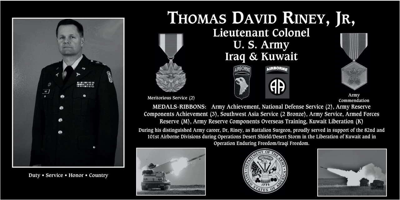 Lieutenant Colonel Thomas David Riney jr | Mt. Soledad Virtual Plaque