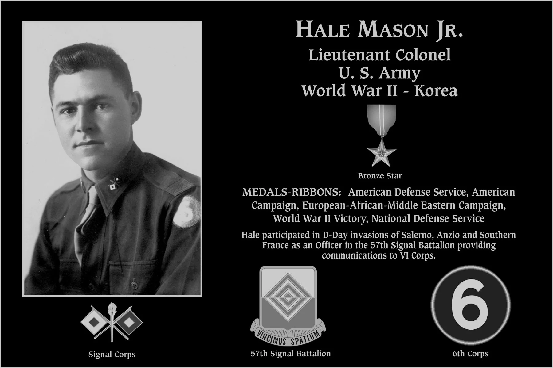 Lieutenant Colonel Hale Mason jr | Mt. Soledad Virtual Plaque