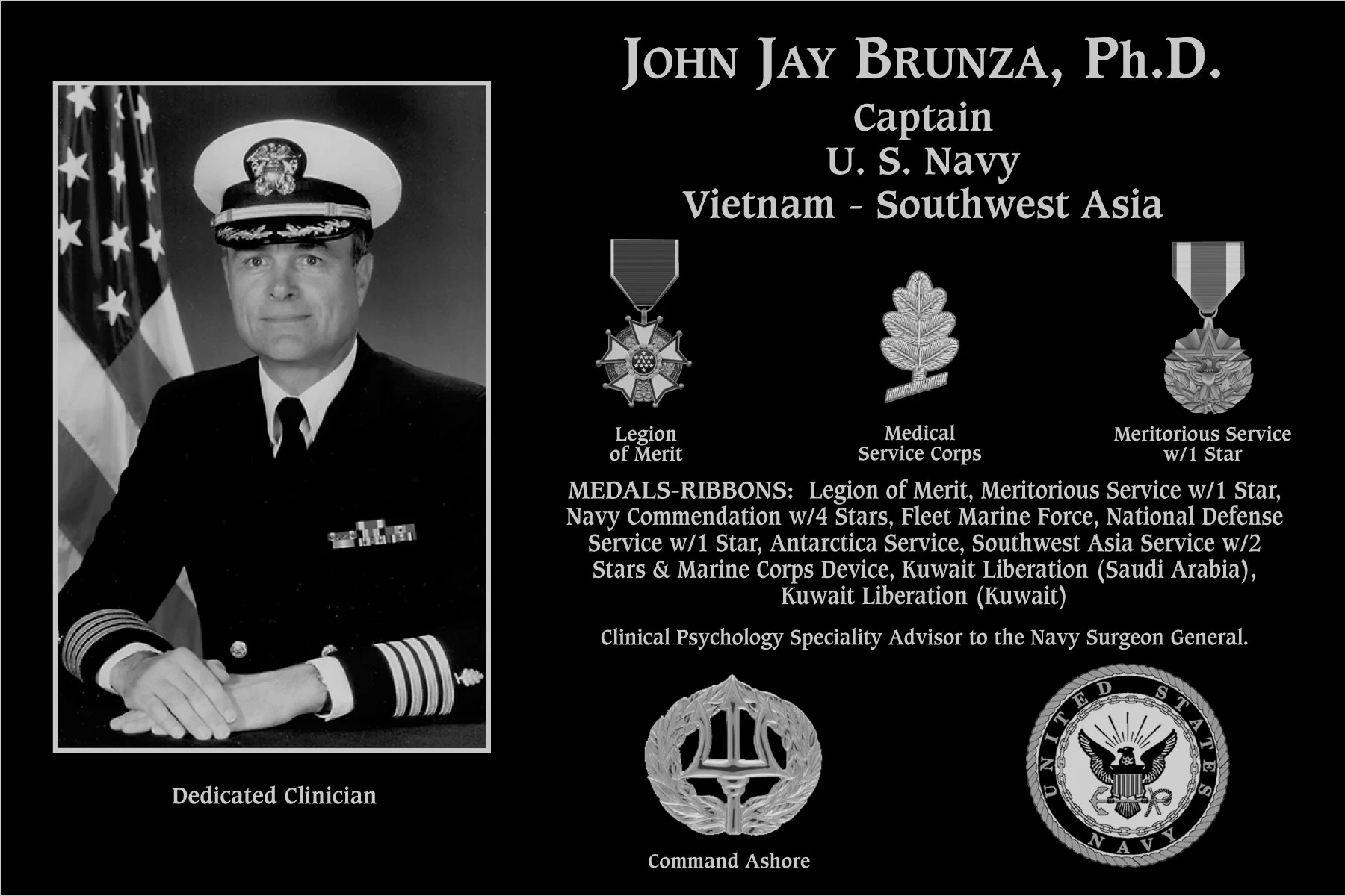 Captain John Jay Brunza | Mt. Soledad Virtual Plaque