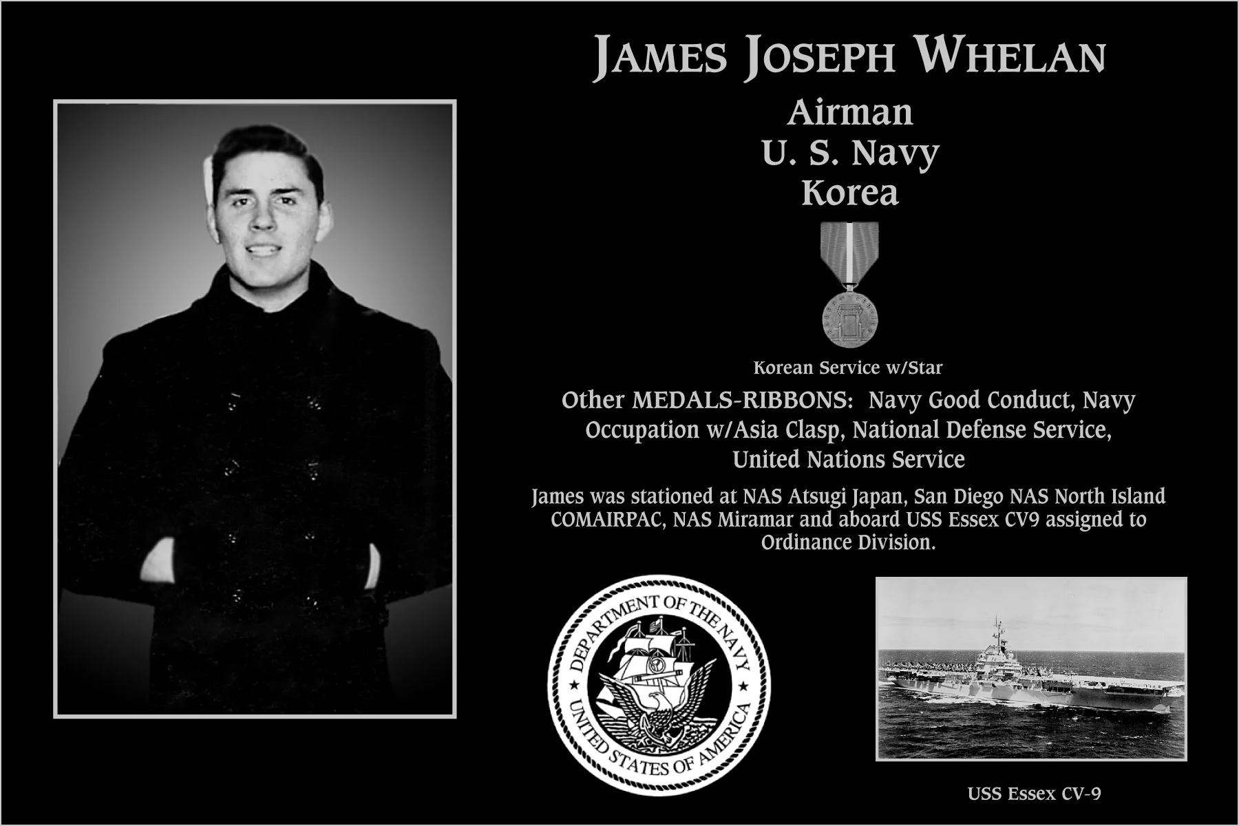 Seaman/Airman/Fireman James Joseph Whelan Mt. Soledad Virtual Plaque