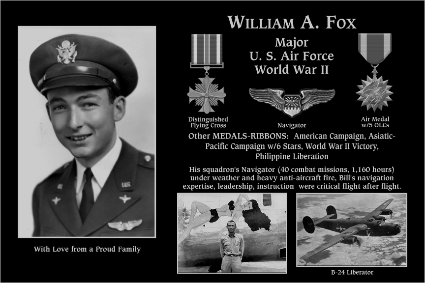 Major William A Fox | Mt. Soledad Virtual Plaque