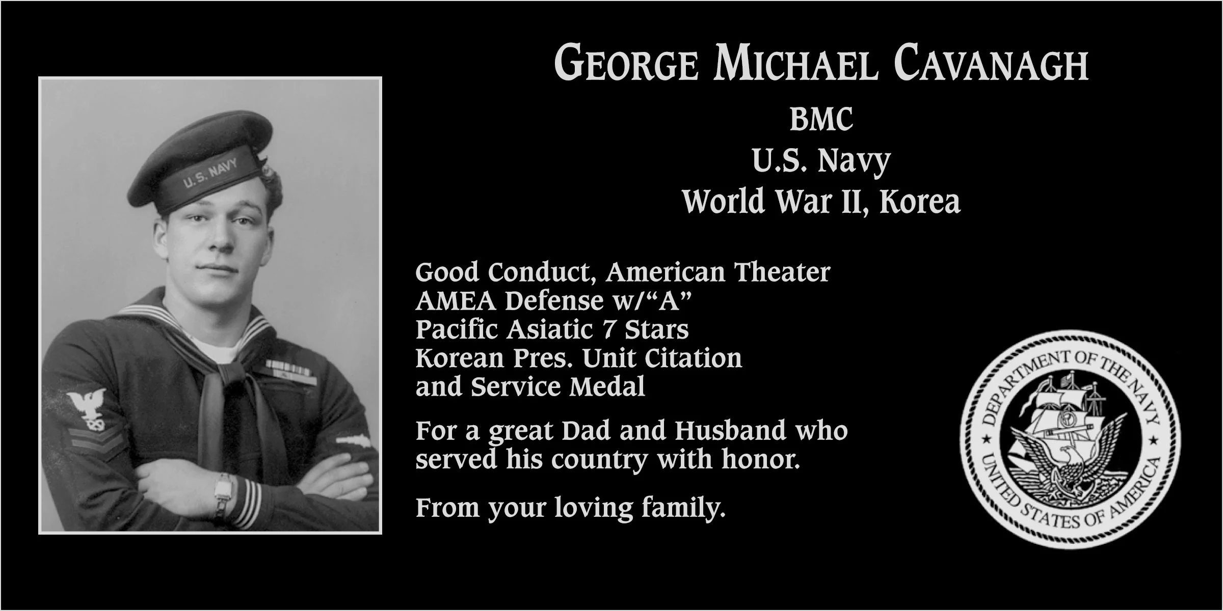 Chief Petty Officer George Michael Cavanagh | Mt. Soledad Virtual Plaque