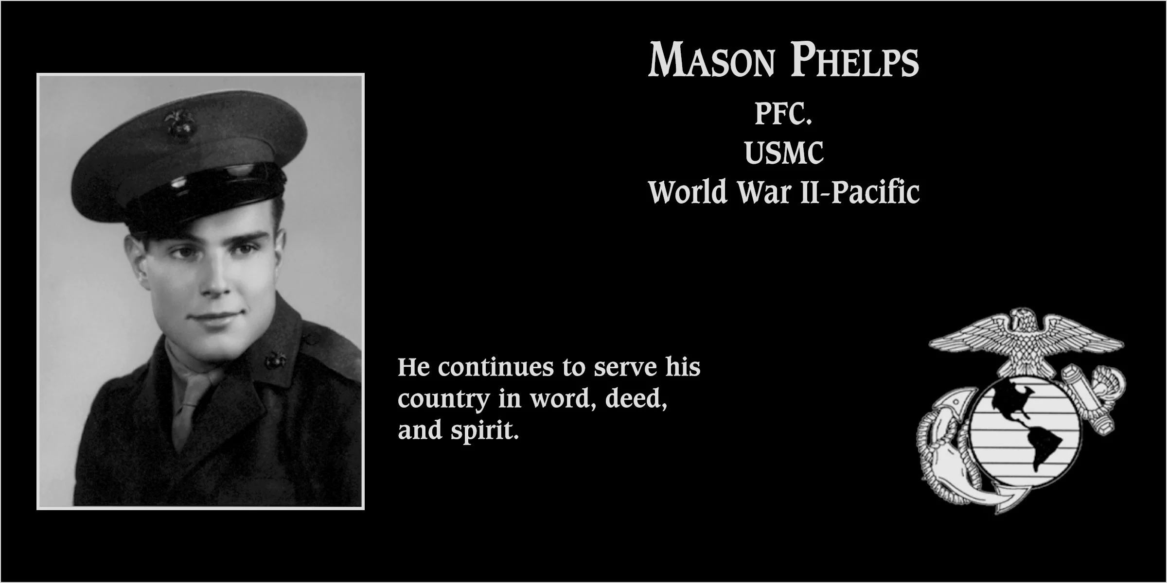 Private First Class Mason Phelps | Mt. Soledad Virtual Plaque