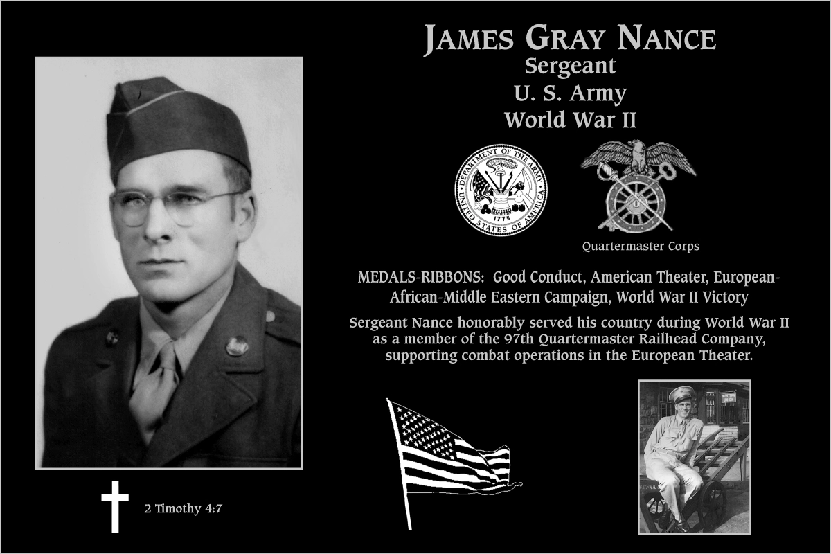 Sergeant James Gray Nance | Mt. Soledad Virtual Plaque