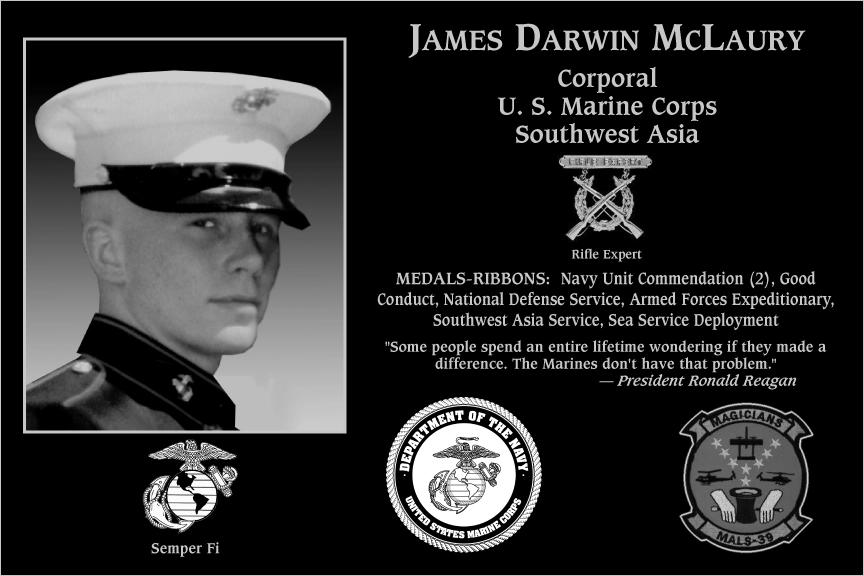 Corporal James Darwin McLaury | Mt. Soledad Virtual Plaque