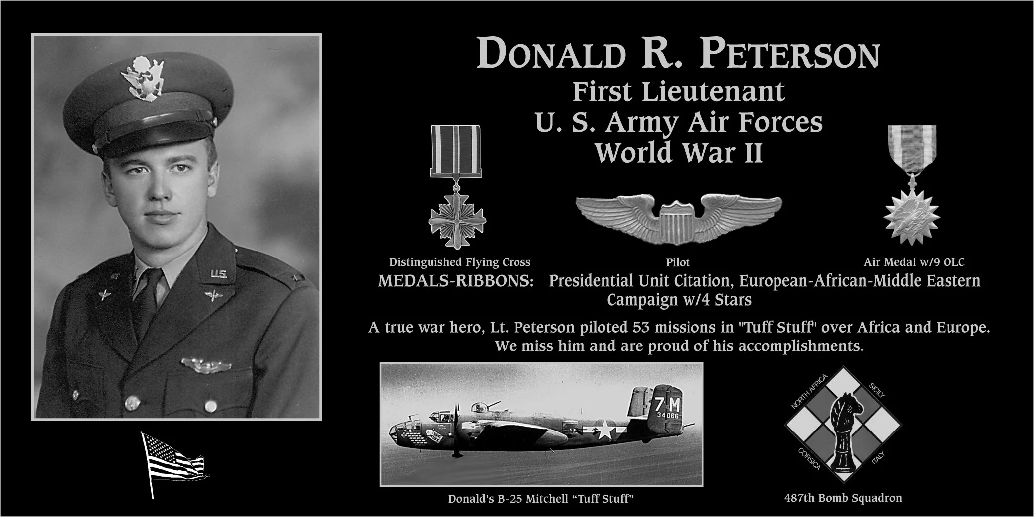 First Lieutenant Donald R Peterson | Mt. Soledad Virtual Plaque