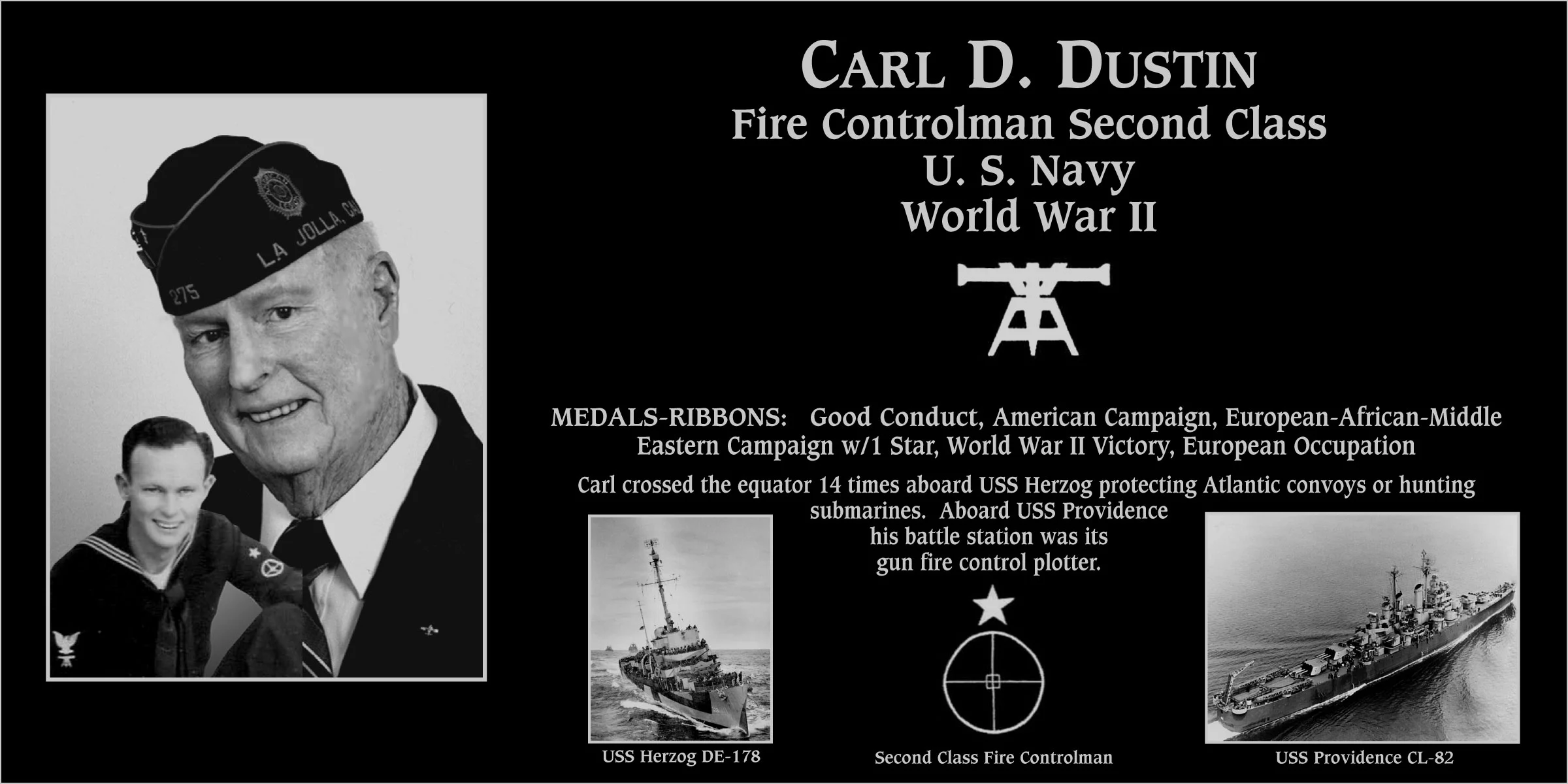 Petty Officer Second Class Carl D Dustin | Mt. Soledad Virtual Plaque