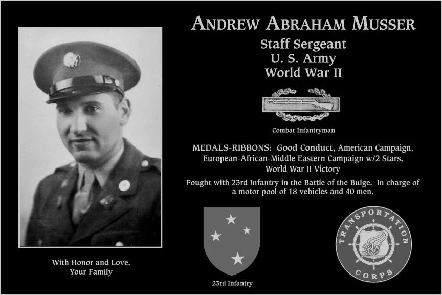 Staff Sergeant Andrew Abraham Musser | Mt. Soledad Virtual Plaque