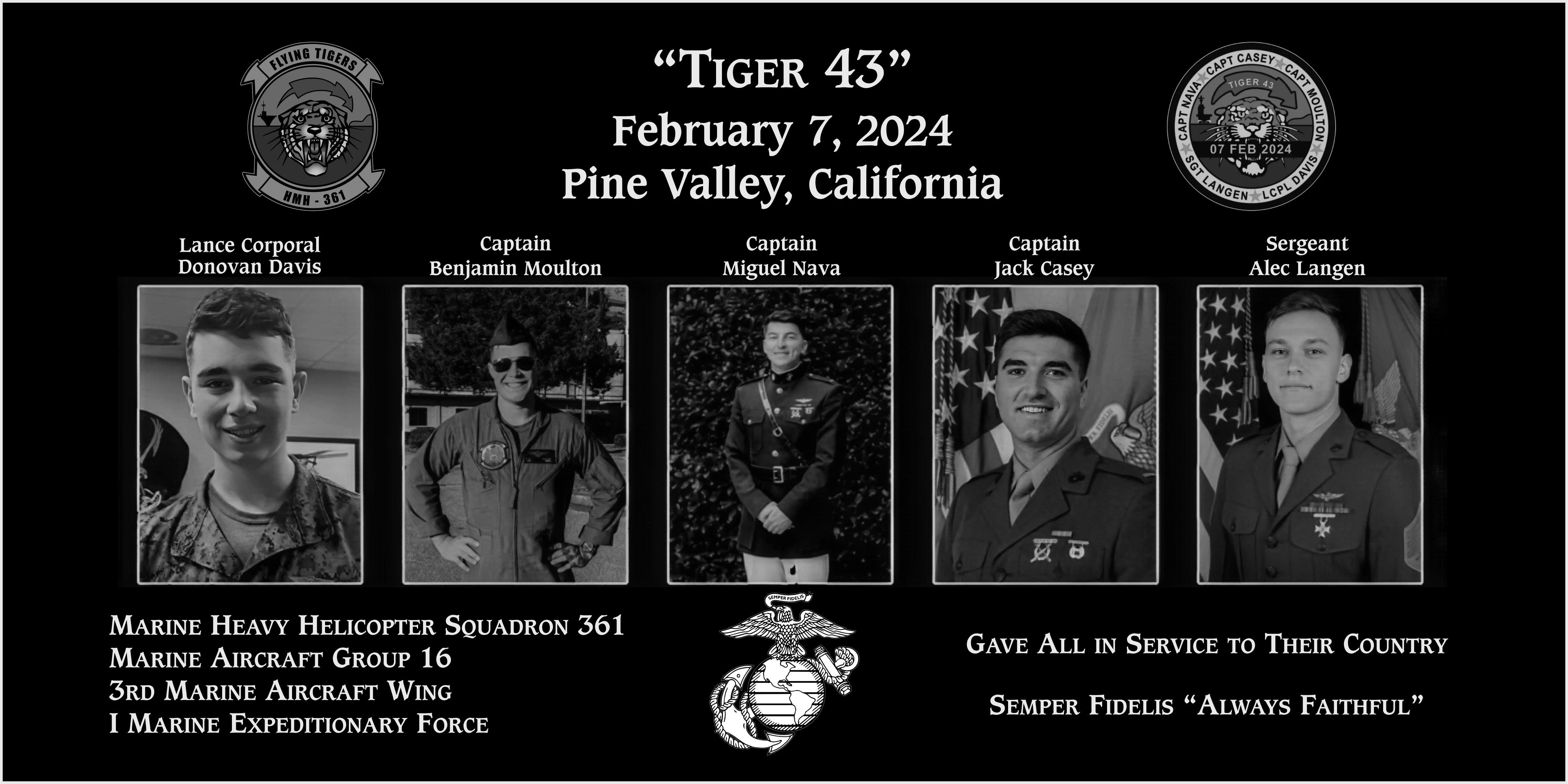 Marine Heavy Helicopter Squadron 361 "Tiger 43" Feb 7 2024 Pine Valley
