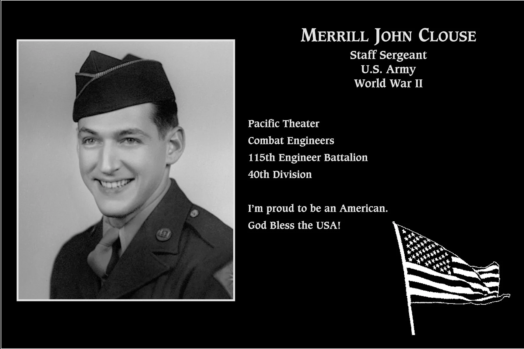 Staff Sergeant Merrill John Clouse | Mt. Soledad Virtual Plaque