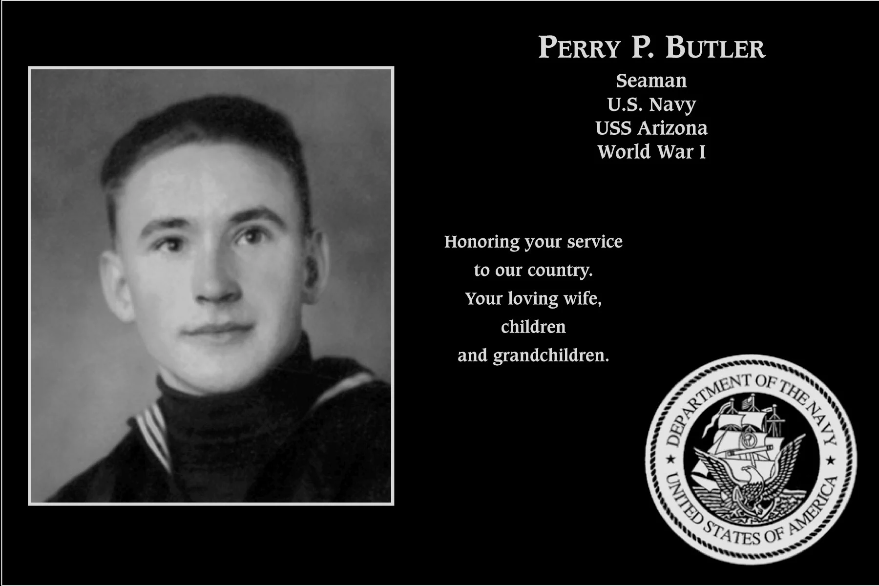 Seamanairmanfireman Perry P Butler Mt Soledad Virtual Plaque