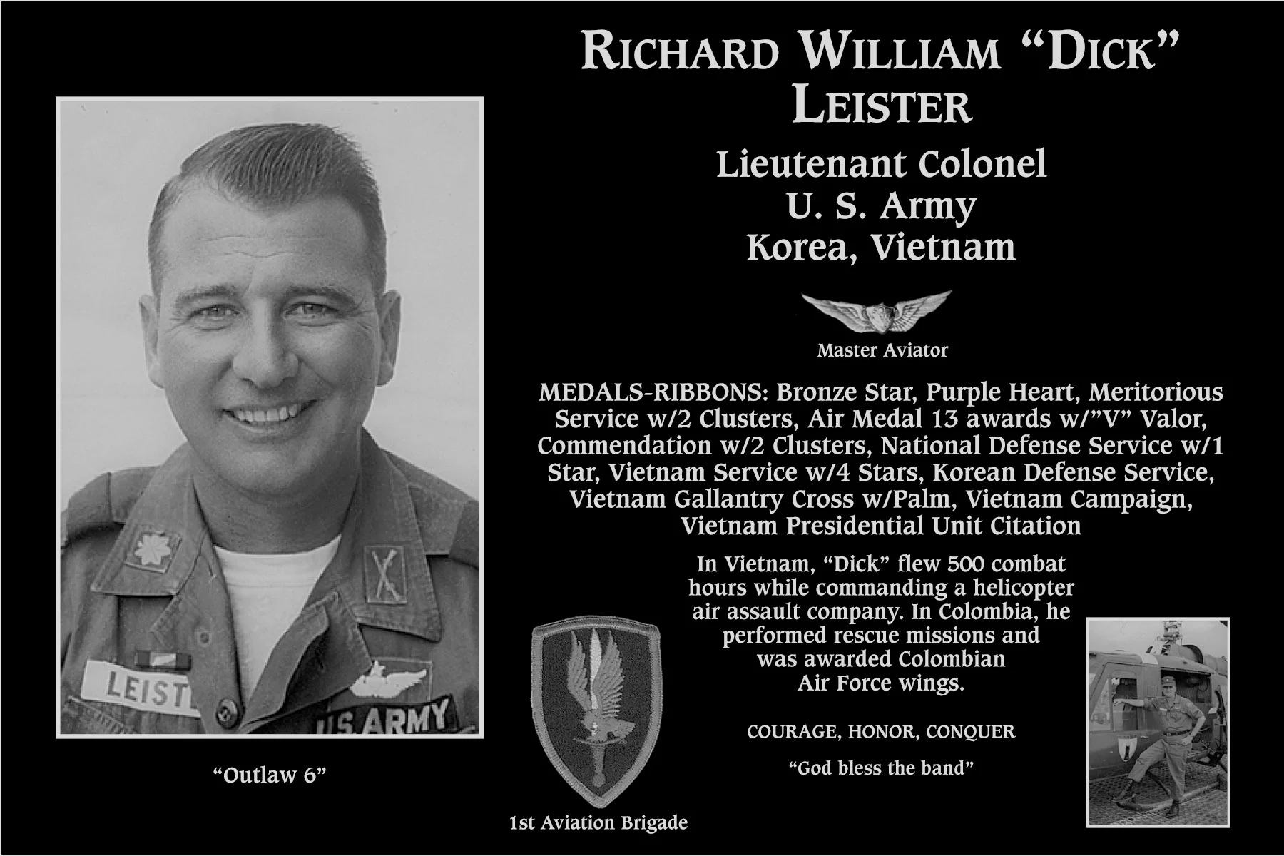 Lieutenant Colonel Richard William Leister | Mt. Soledad Virtual Plaque