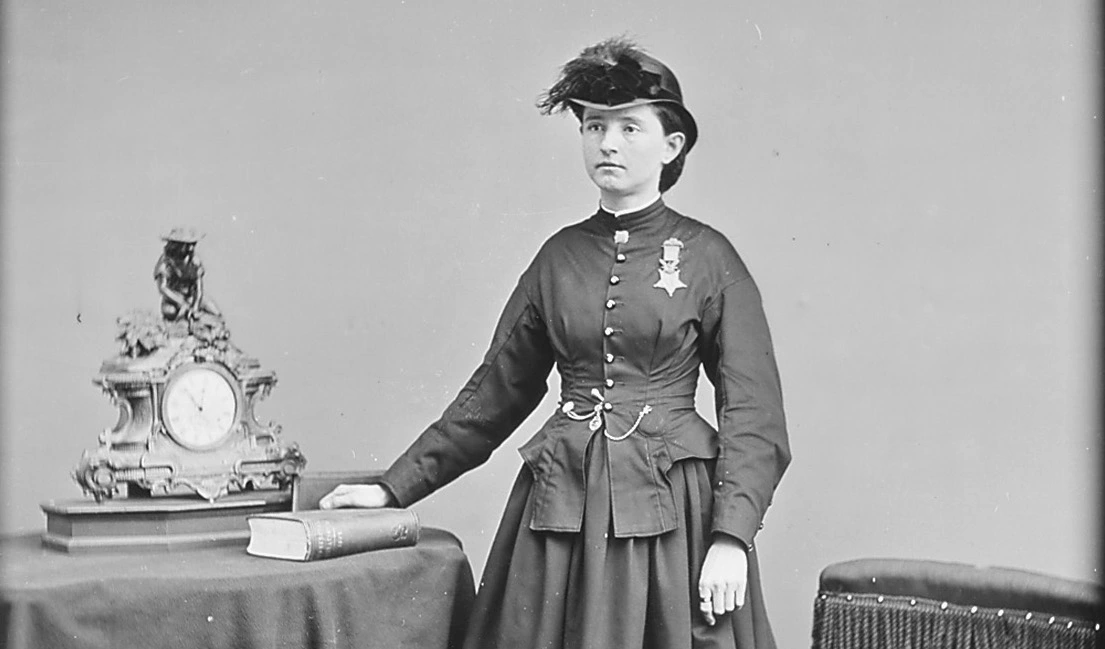 Dr. Mary Edwards Walker wearing her Medal of Honor